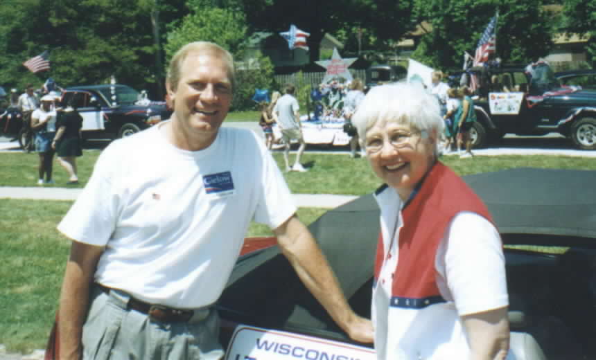 Curt Gielow and Lt. Gov. Margaret Farrow on the 4th of July