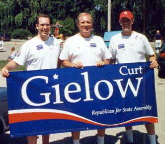 Curt Gielow and sons, Chris and Ben, at Brown Deer's 4th of July parade